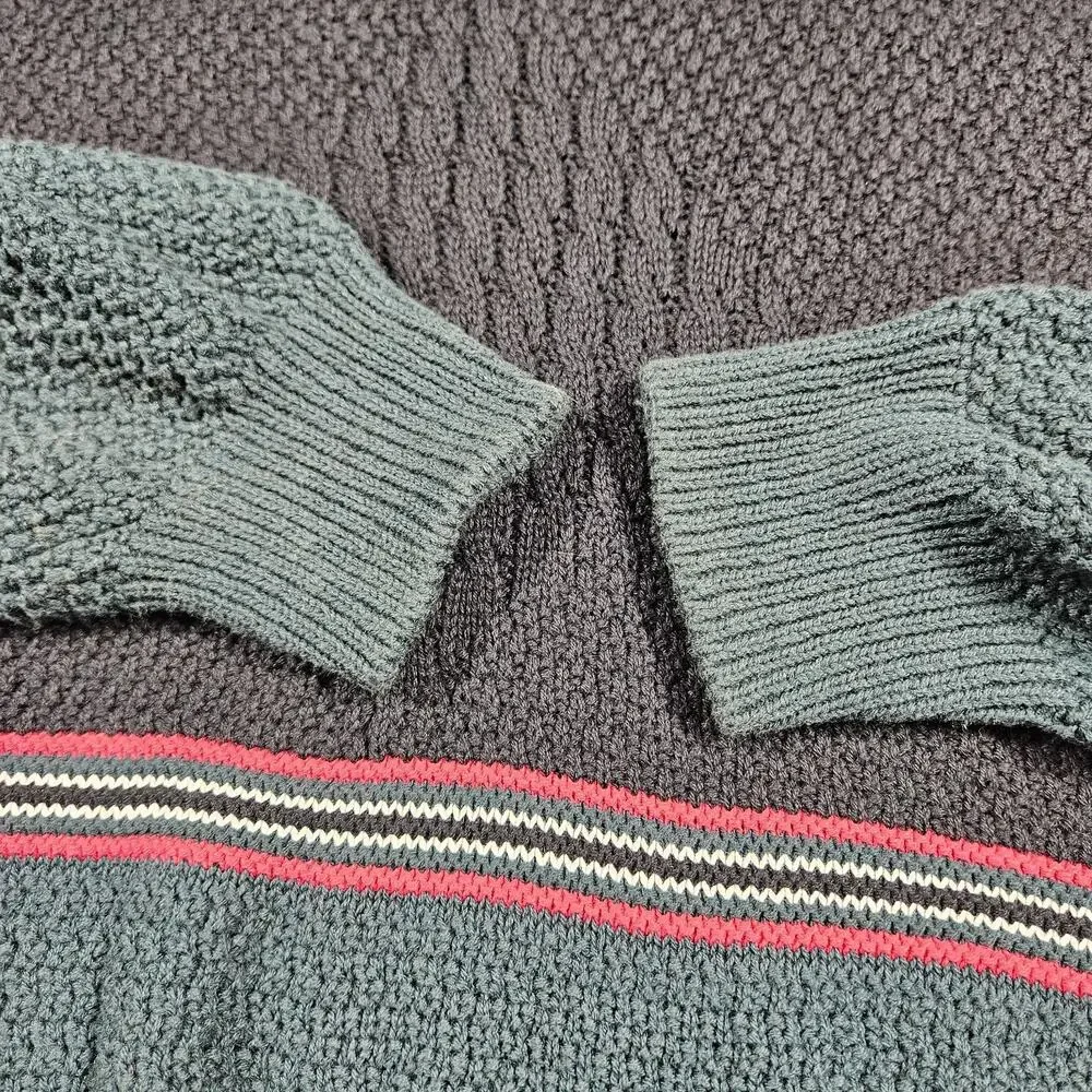 Vtg Jantzen Sweater‎ Mens Large Green Black Colorblock Pullover Grandpa USA 90s
